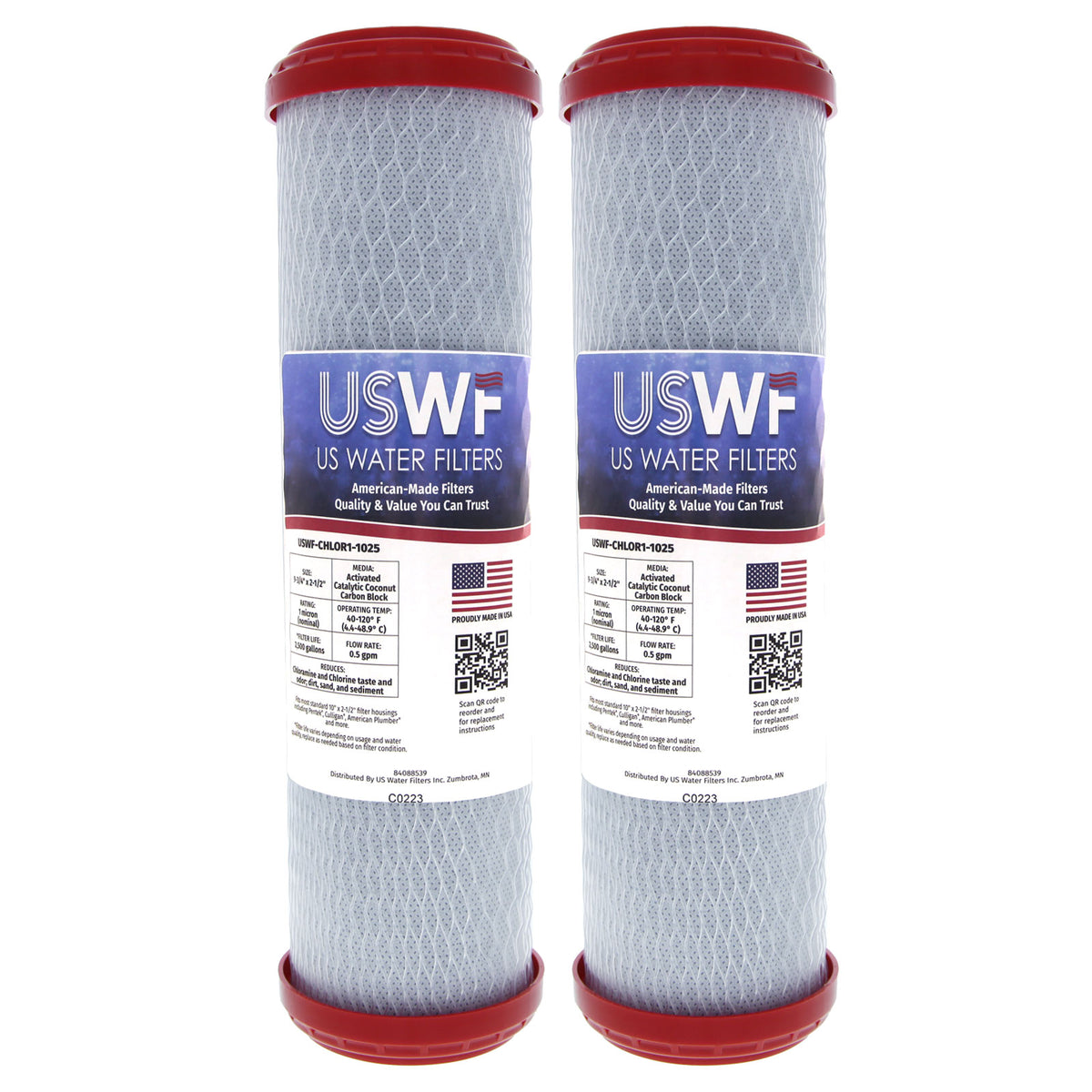 USWF Chloramine Reducing Filter Catalytic Carbon Block 1 Micron 10"x2.5" - DiscountFilterStore.com