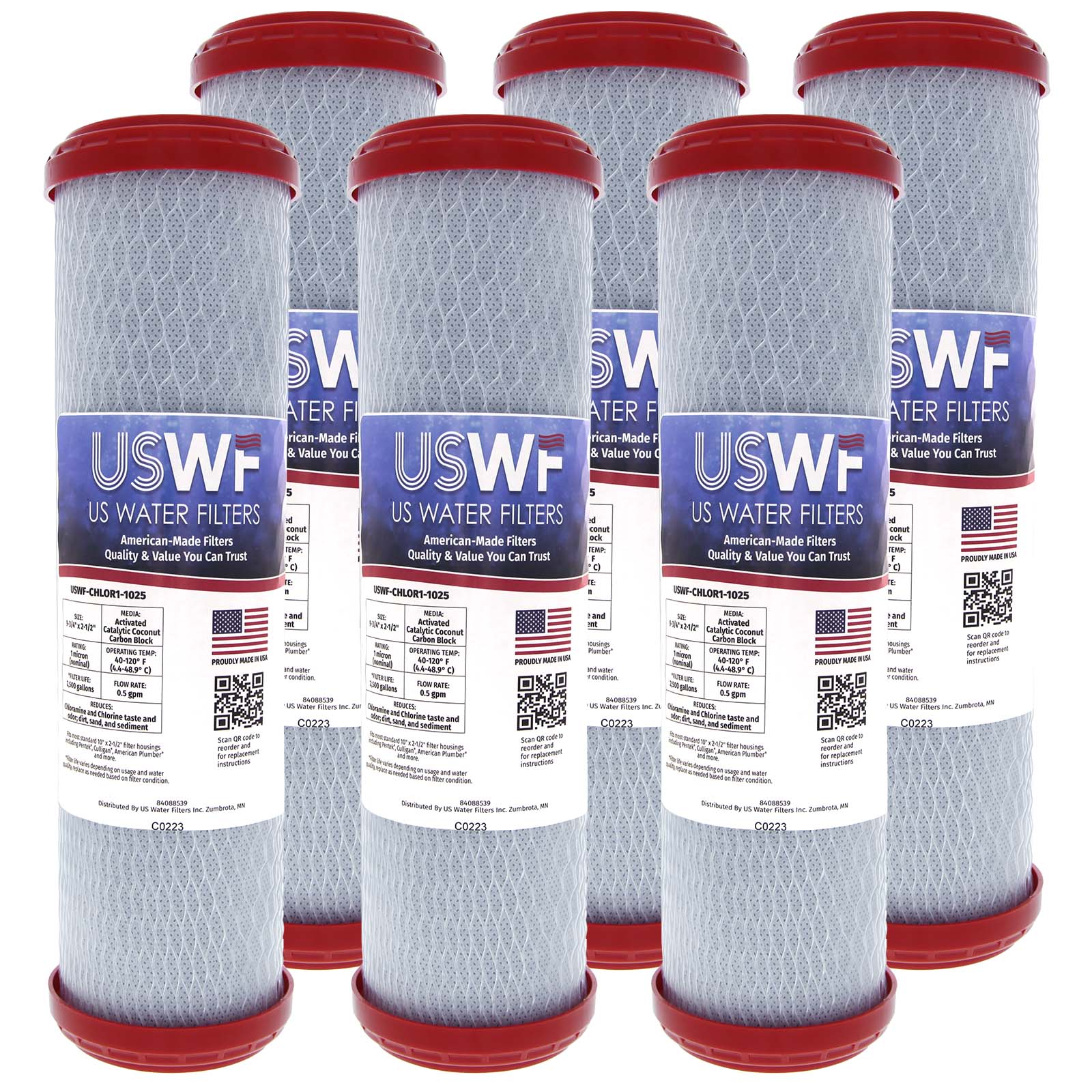 USWF Chloramine Reducing Filter Catalytic Carbon Block 1 Micron 10"x2.5" - DiscountFilterStore.com