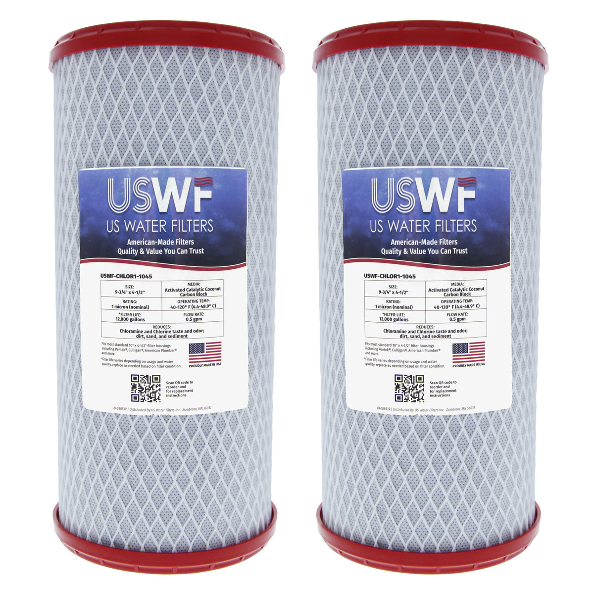 USWF Chloramine Reducing Filter Catalytic Carbon Block 1 Micron 10"x4.5" - DiscountFilterStore.com