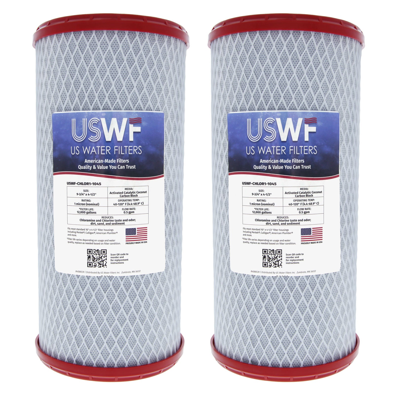 USWF Chloramine Reducing Filter Catalytic Carbon Block 1 Micron 10"x4.5" - DiscountFilterStore.com