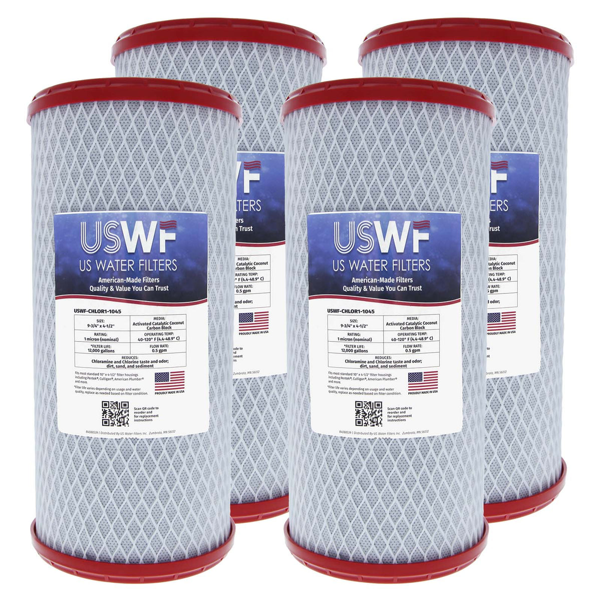 USWF Chloramine Reducing Filter Catalytic Carbon Block 1 Micron 10"x4.5" - DiscountFilterStore.com