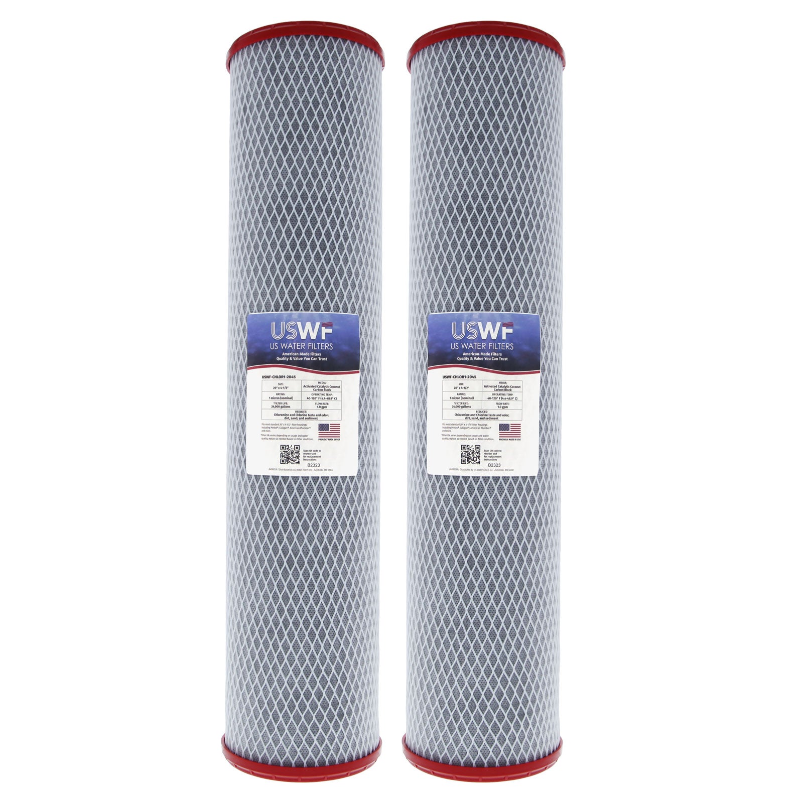 USWF Chloramine Reducing Filter Catalytic Carbon Block 1 Micron 20"x4.5" - DiscountFilterStore.com