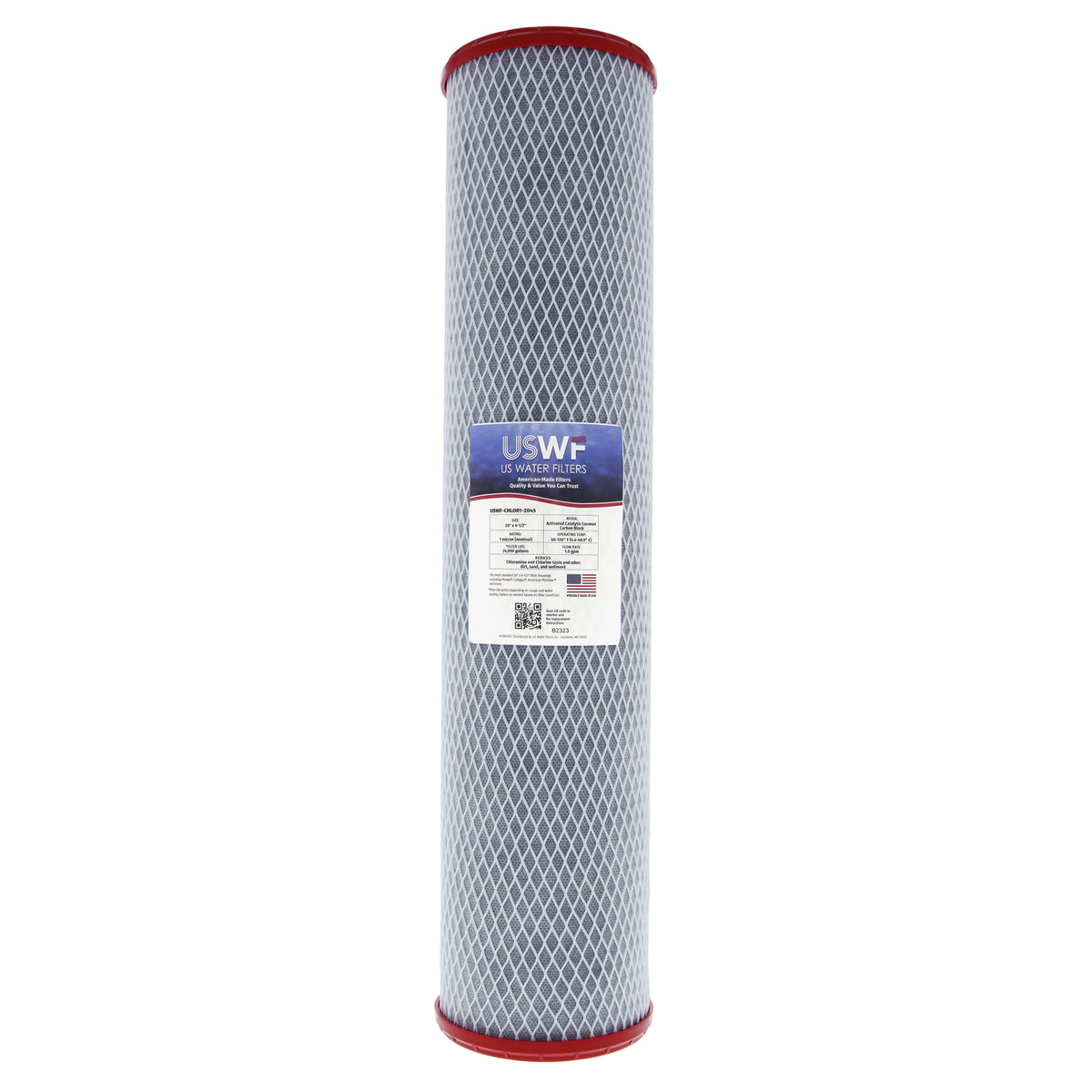 USWF Chloramine Reducing Filter Catalytic Carbon Block 1 Micron 20"x4.5" - DiscountFilterStore.com