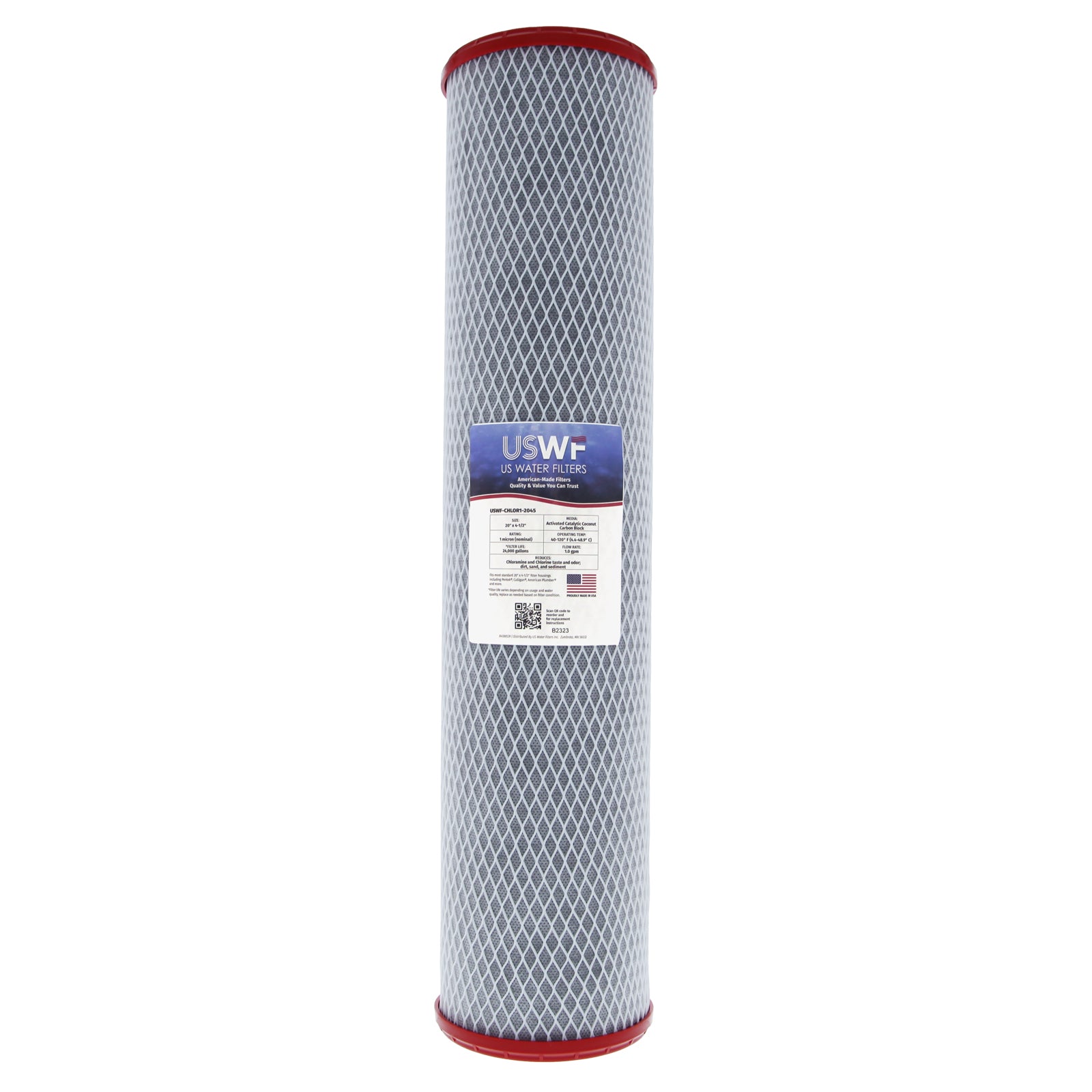 USWF Chloramine Reducing Filter Catalytic Carbon Block 1 Micron 20"x4.5" - DiscountFilterStore.com