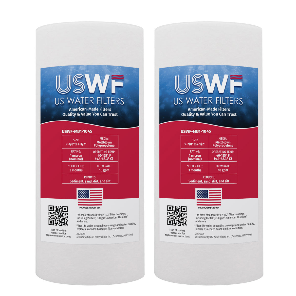 USWF 1 Micron 10"x4.5" Melt Blown Sediment Filter - DiscountFilterStore.com