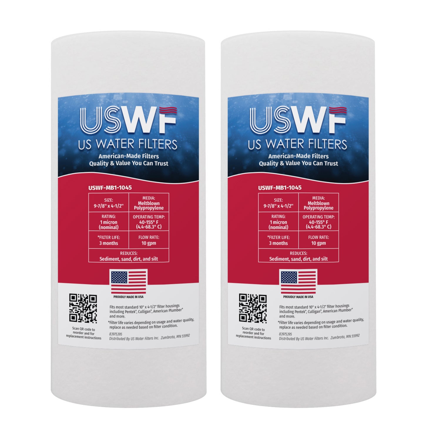 USWF 1 Micron 10"x4.5" Melt Blown Sediment Filter - DiscountFilterStore.com
