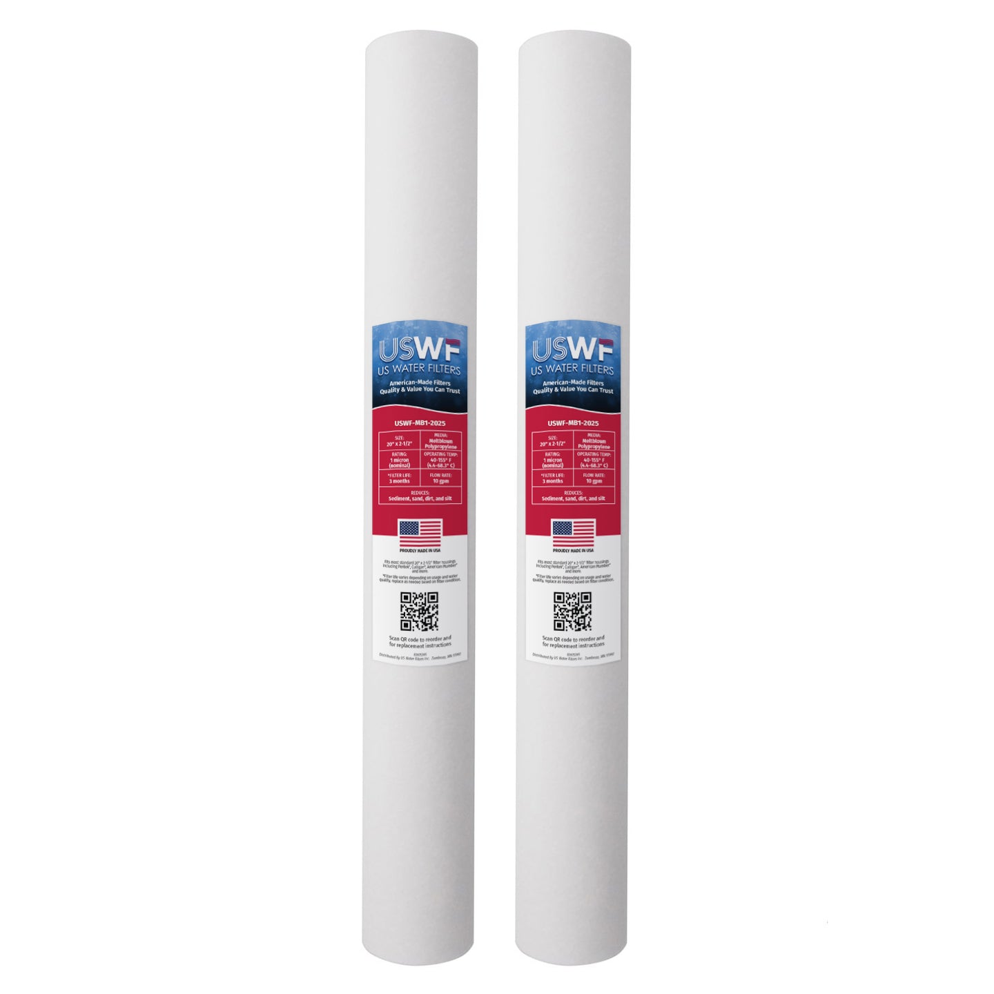 USWF 1 Micron 20"x2.5" Melt Blown Sediment Filter - DiscountFilterStore.com