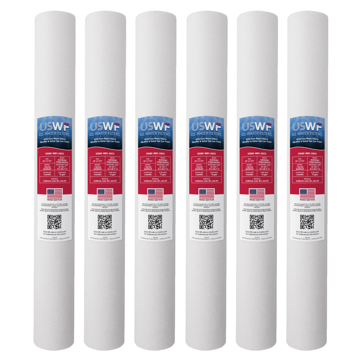 USWF 1 Micron 20"x2.5" Melt Blown Sediment Filter - DiscountFilterStore.com