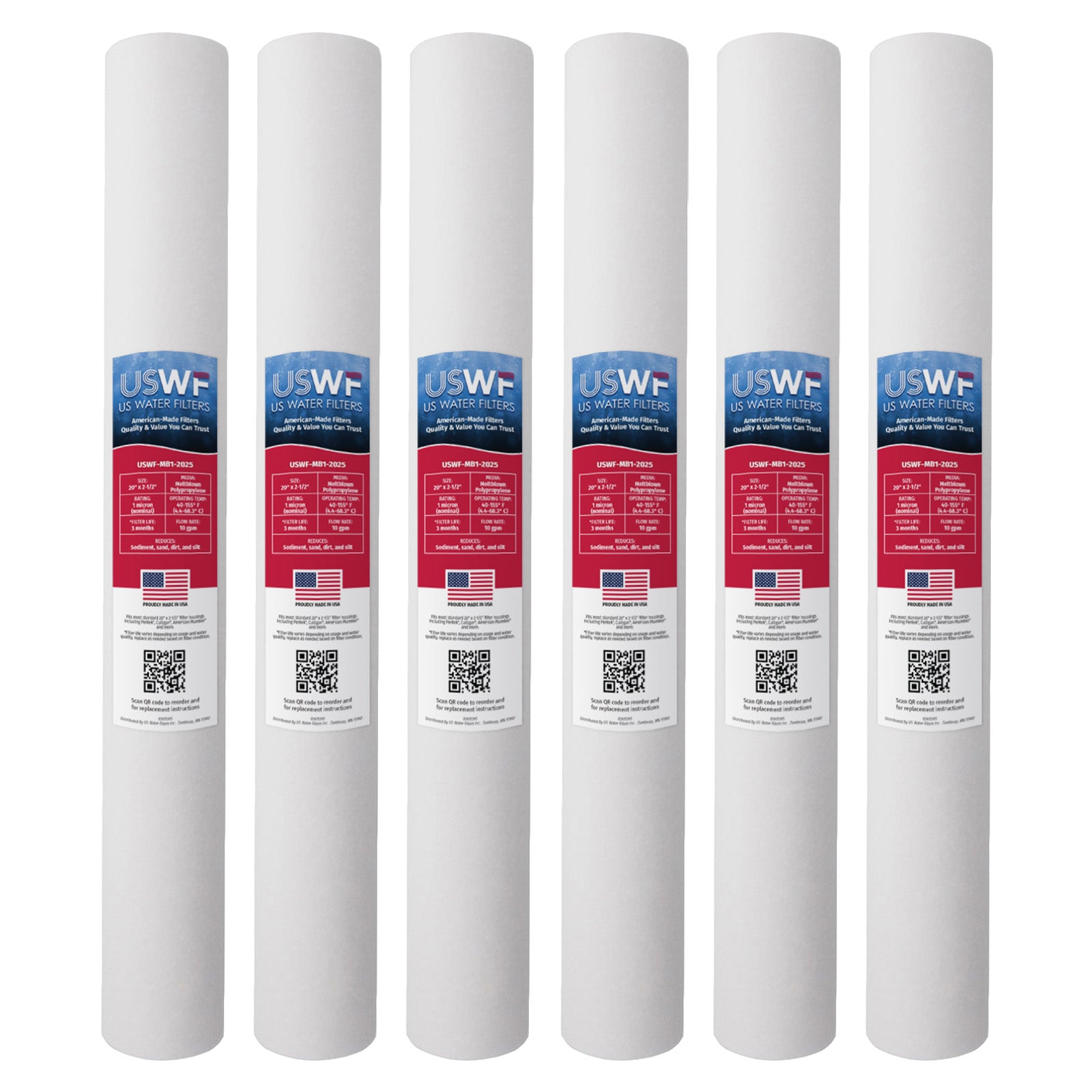 USWF 1 Micron 20"x2.5" Melt Blown Sediment Filter - DiscountFilterStore.com