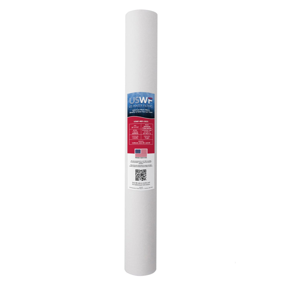 USWF 1 Micron 20"x2.5" Melt Blown Sediment Filter - DiscountFilterStore.com