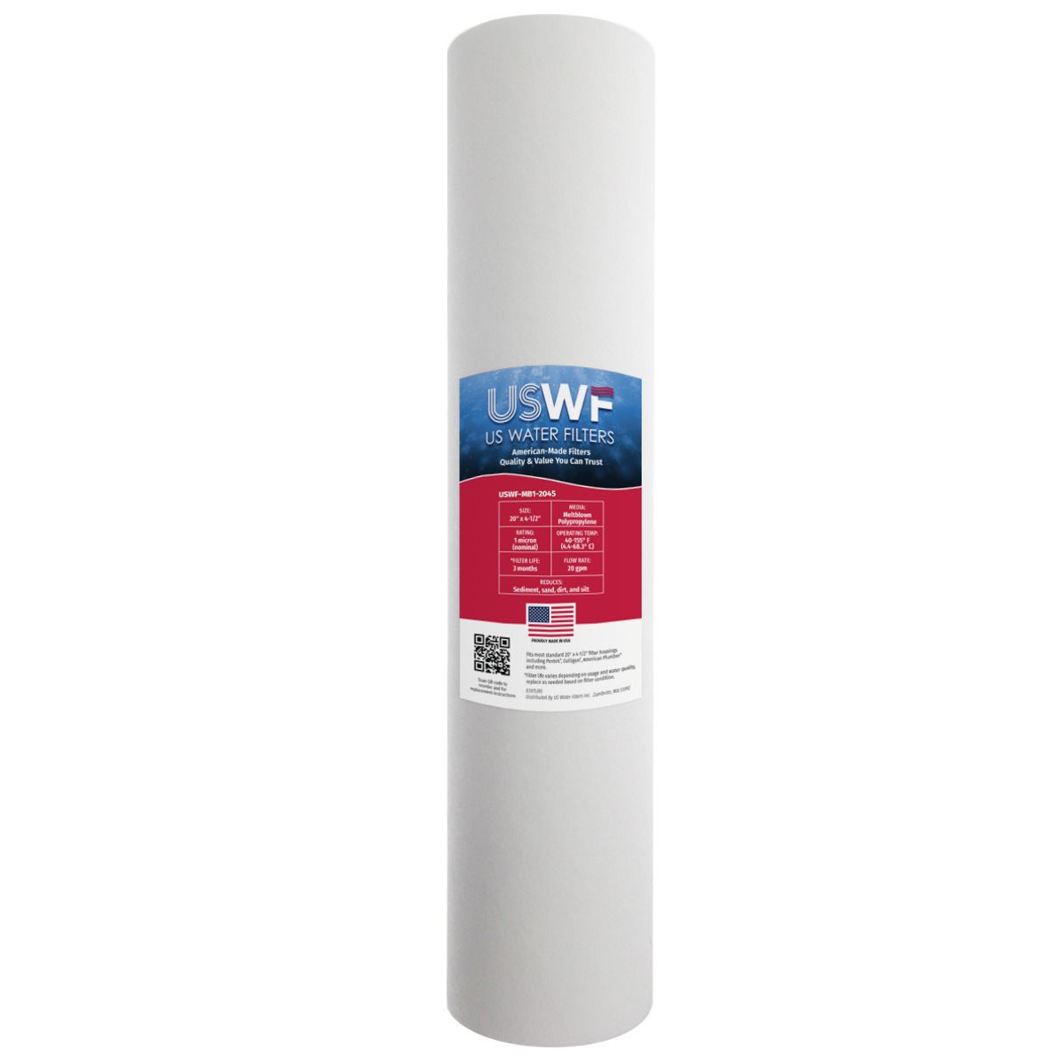 USWF 1 Micron 20"x4.5" Melt Blown Sediment Filter - DiscountFilterStore.com