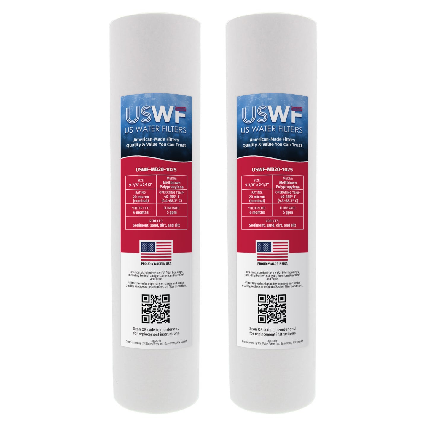 USWF 20 Micron 10"x2.5" Melt Blown Sediment Filter - DiscountFilterStore.com