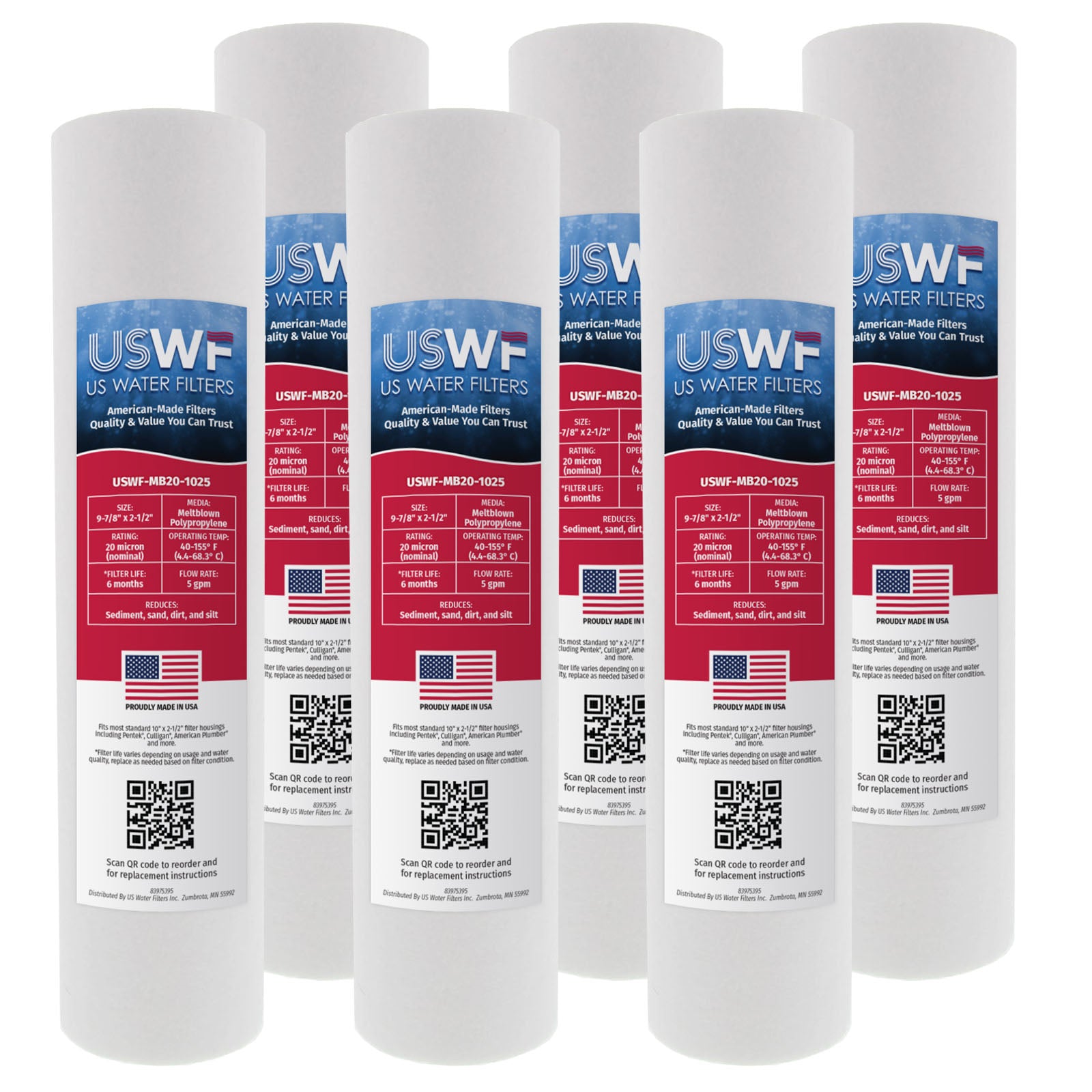 USWF 20 Micron 10"x2.5" Melt Blown Sediment Filter - DiscountFilterStore.com