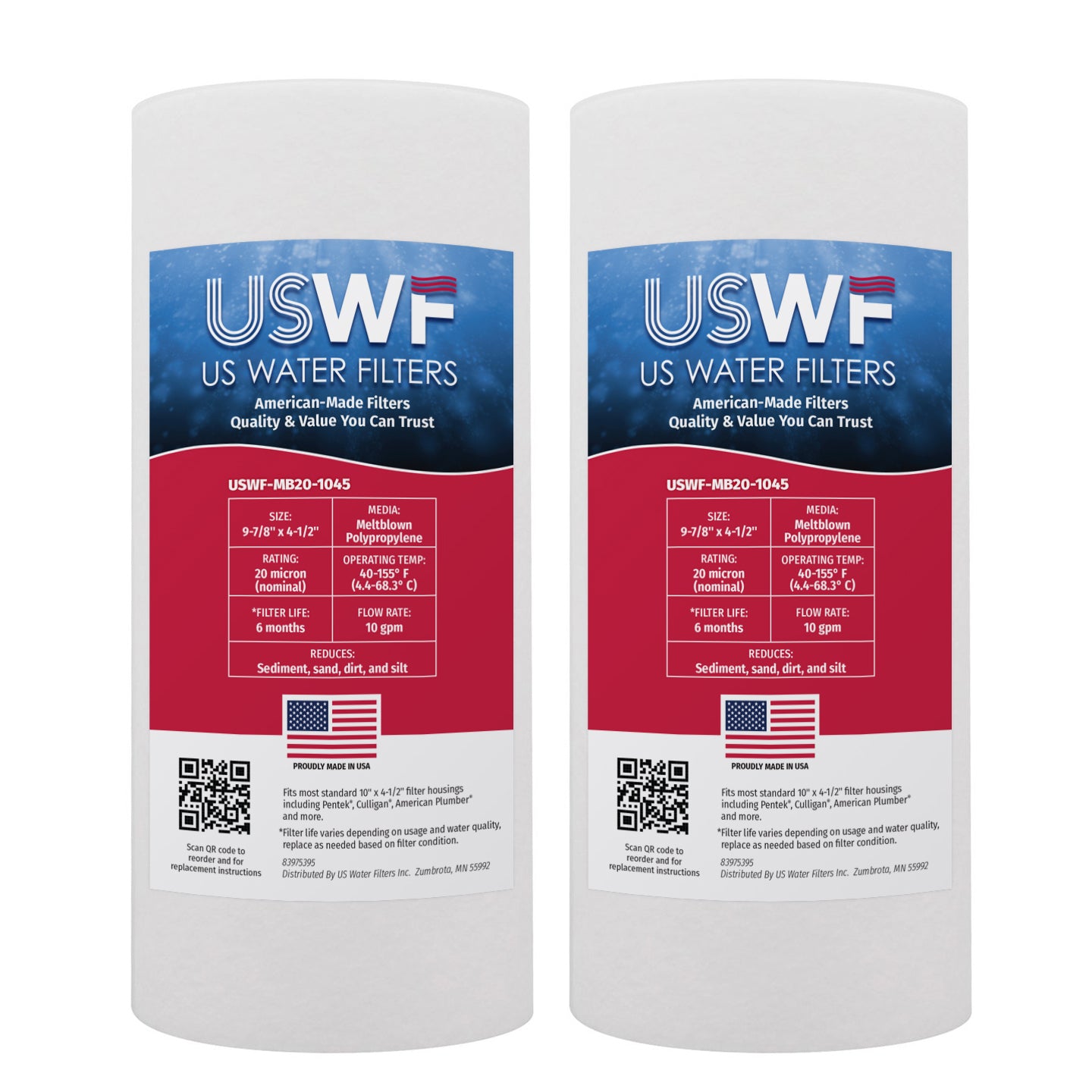 USWF 20 Micron 10"x4.5" Melt Blown Sediment Filter - DiscountFilterStore.com