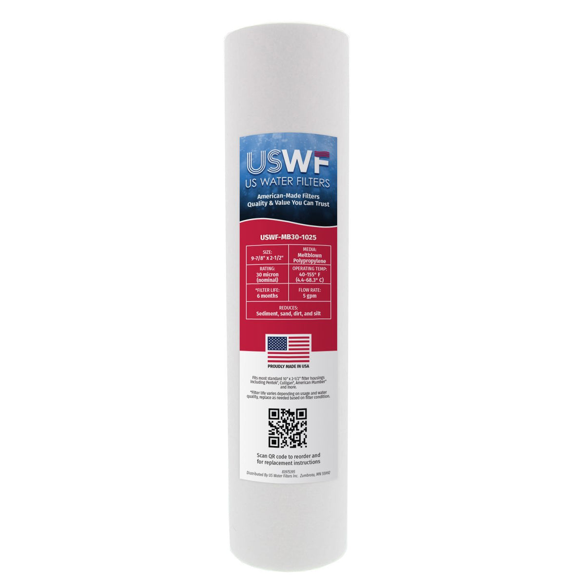 USWF 30 Micron 10"x2.5" Melt Blown Sediment Filter - DiscountFilterStore.com