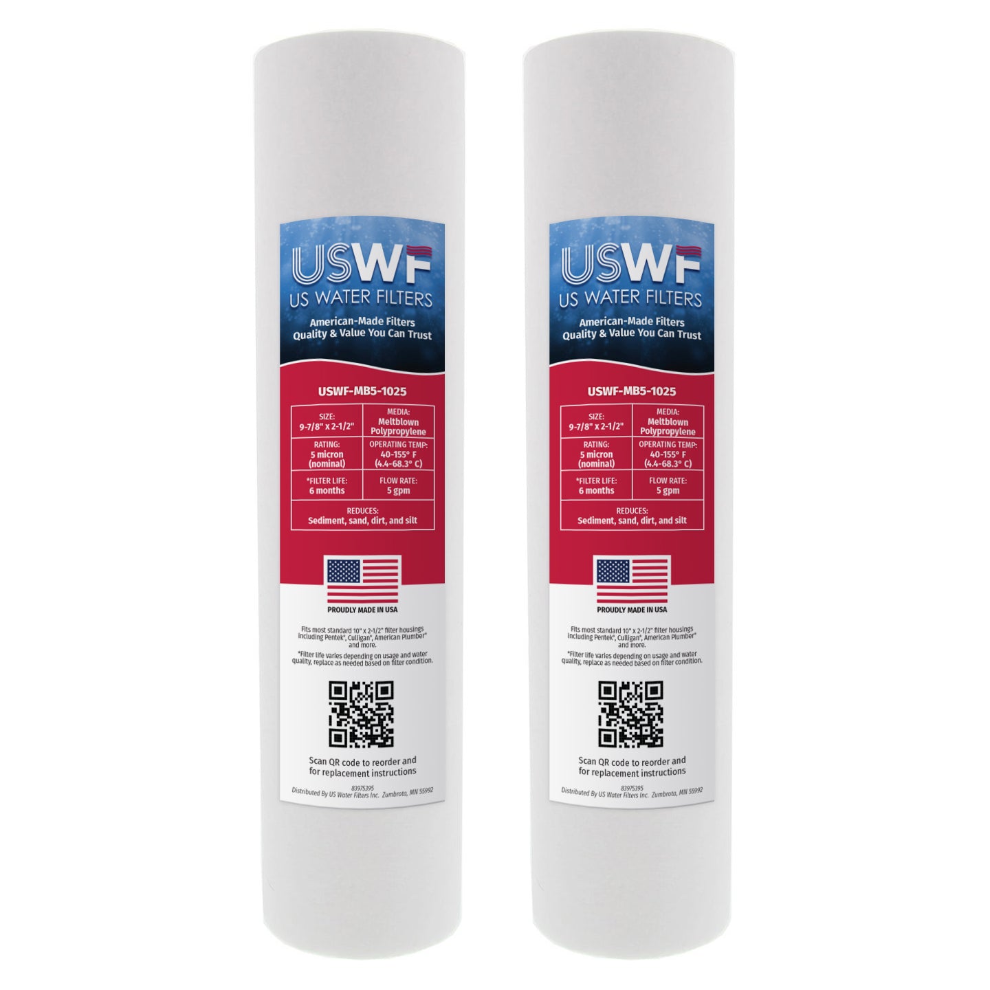 USWF 5 Micron 10"x2.5" Melt Blown Sediment Filter - DiscountFilterStore.com