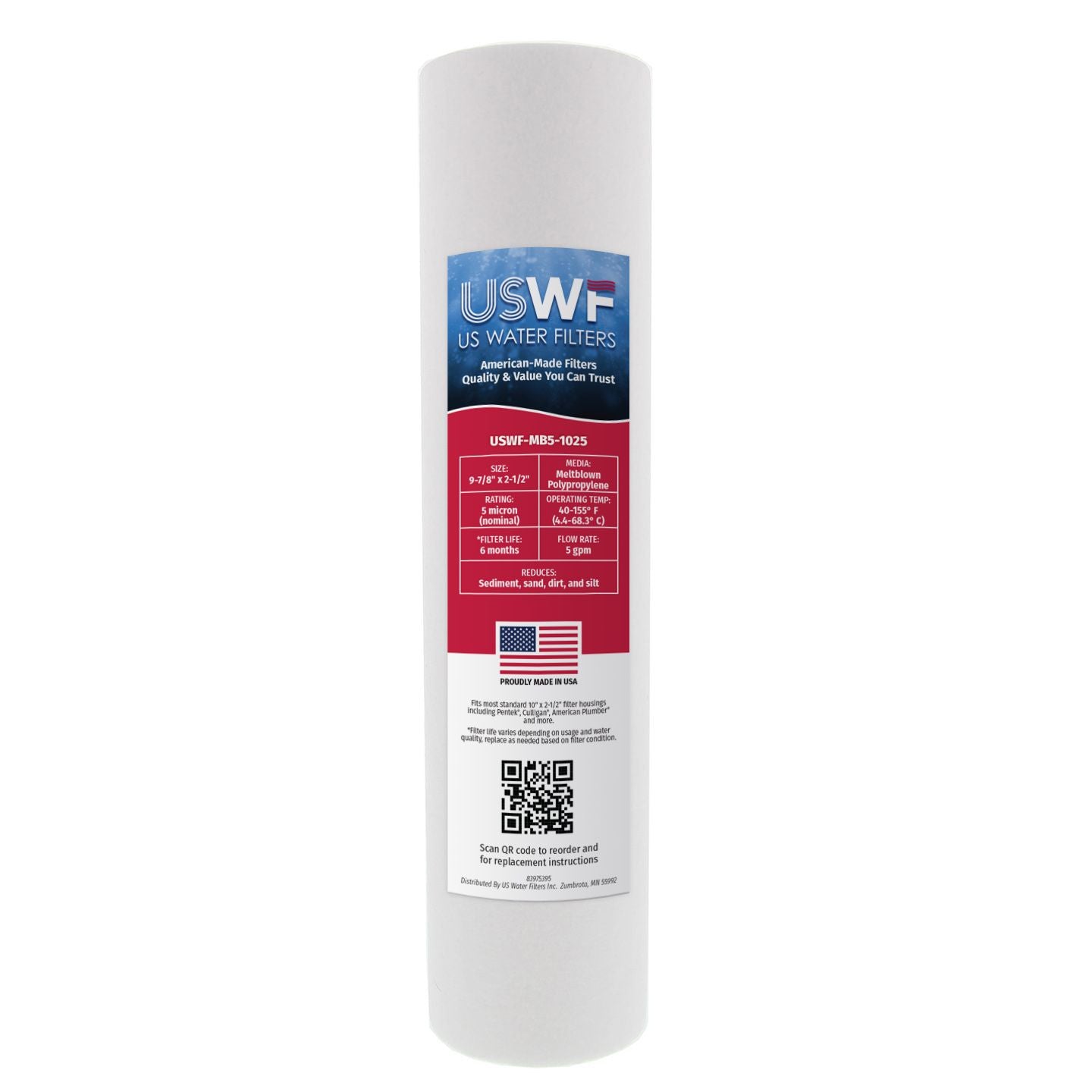 USWF 5 Micron 10"x2.5" Melt Blown Sediment Filter - DiscountFilterStore.com