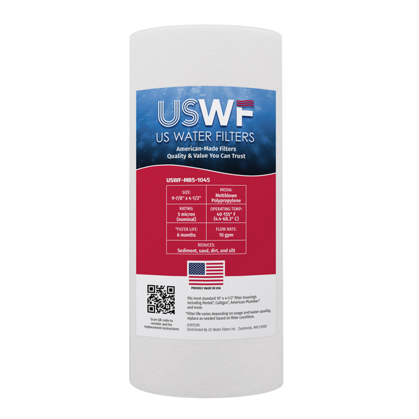 USWF Filter Set For 2-Stage PFAS (Forever Chemicals) Reduction System, 10"X4.5" Sediment 5 Micron & 20"X4.5" PFAS Reduction Carbon Block 0.5 Micron - Whole House Cartridges - 132.37 - DiscountFilterStore.com