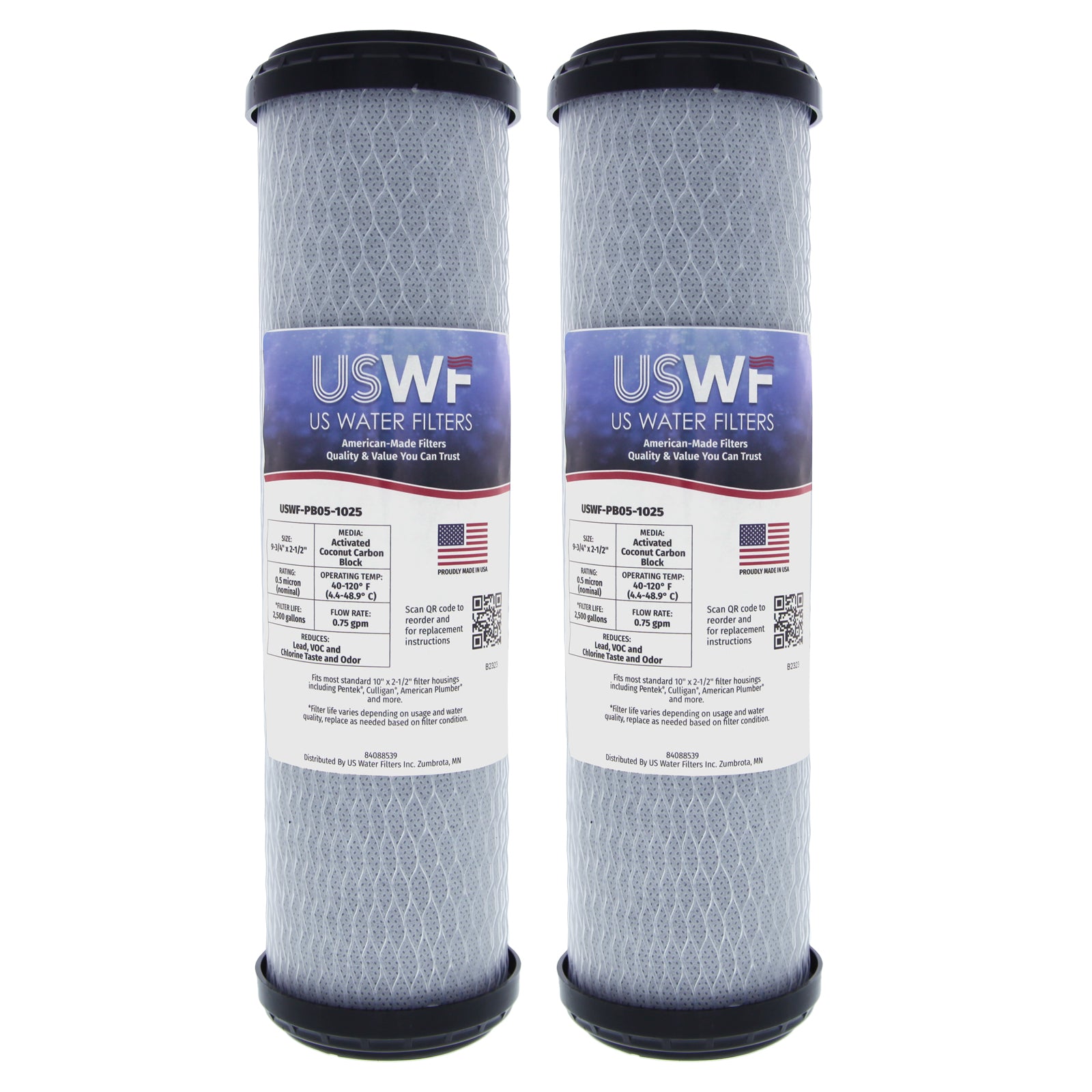 USWF Lead Reducing Carbon Block Filter 0.5 Micron 10"x2.5" - DiscountFilterStore.com
