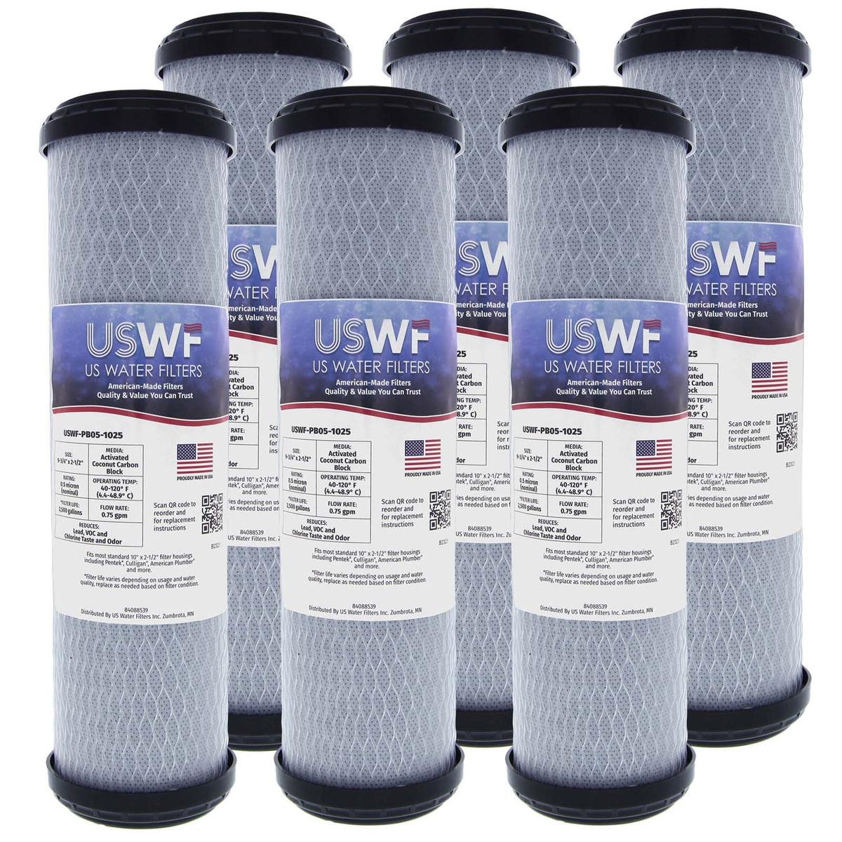 USWF Lead Reducing Carbon Block Filter 0.5 Micron 10"x2.5" - DiscountFilterStore.com