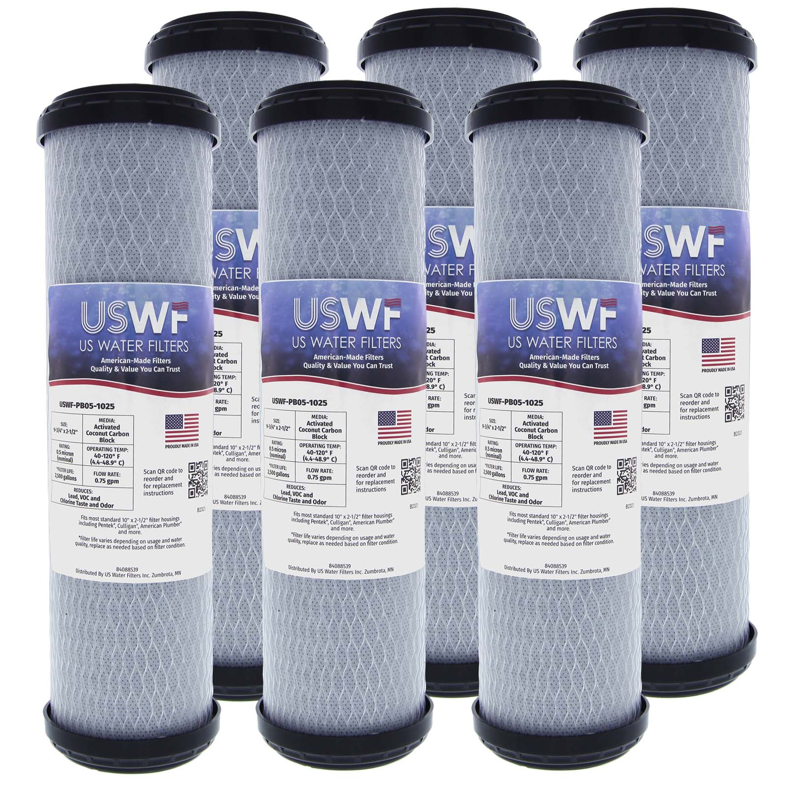 USWF Lead Reducing Carbon Block Filter 0.5 Micron 10"x2.5" - DiscountFilterStore.com