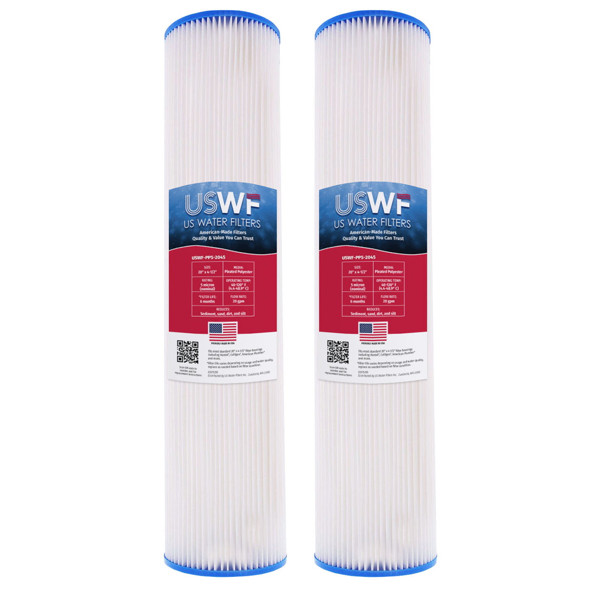 USWF 5 Micron 20"x4.5" Pleated Polyester Sediment Filter - DiscountFilterStore.com