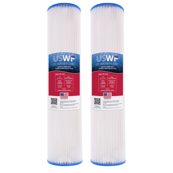 USWF 5 Micron 20"x4.5" Pleated Polyester Sediment Filter - Whole House Cartridges - 25.44 - DiscountFilterStore.com