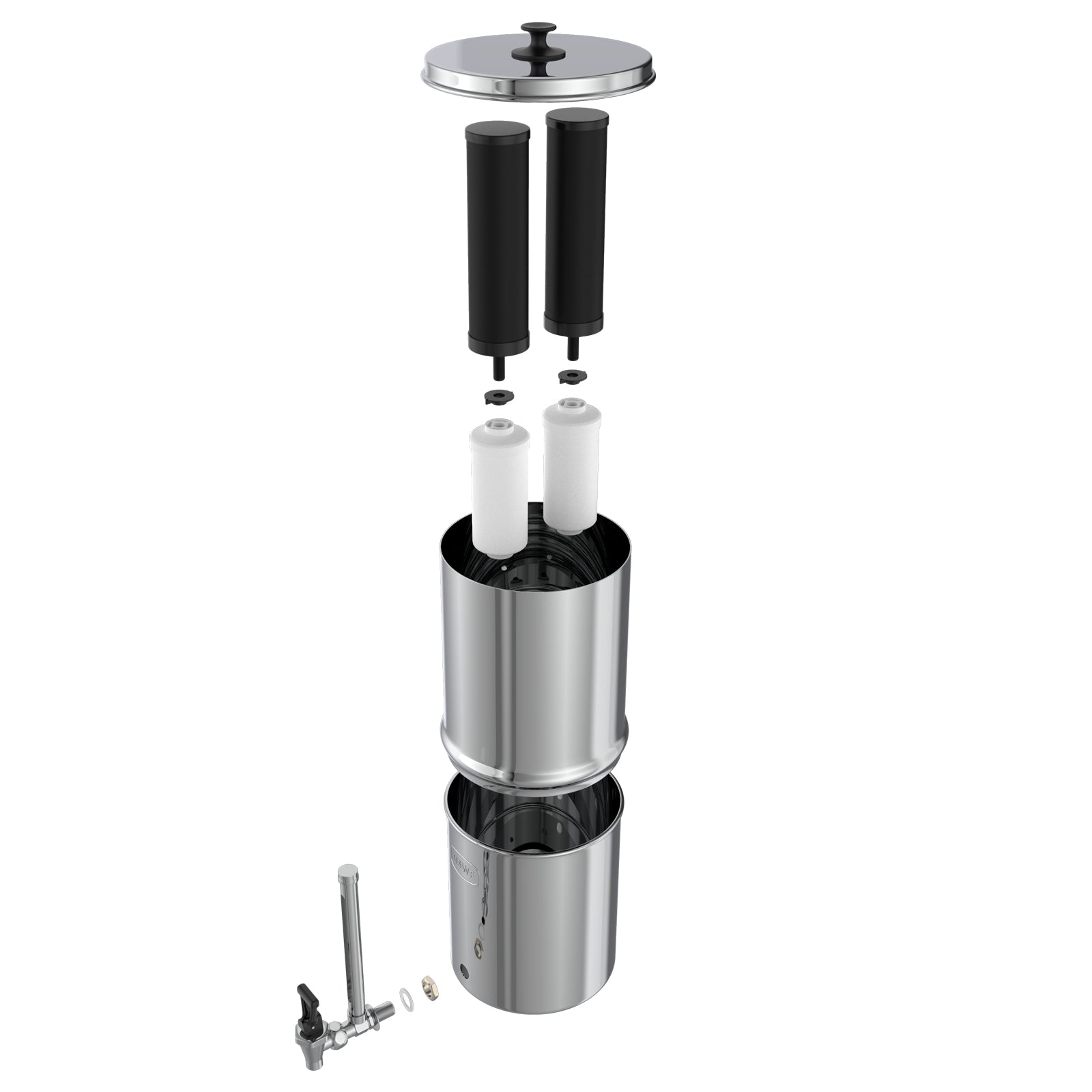 USWF 2.25 Gallon Stainless Steel Gravity Fed Filter System with Fluoride Filtration - Countertop & Faucet Filters - 124.0 - DiscountFilterStore.com