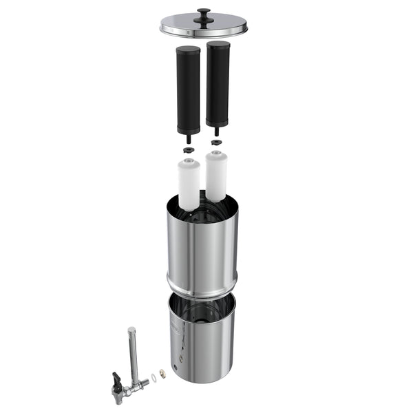 USWF 2.25 Gallon Stainless Steel Gravity Fed Filter System with Fluoride Filtration - Countertop & Faucet Filters - 124.0 - DiscountFilterStore.com