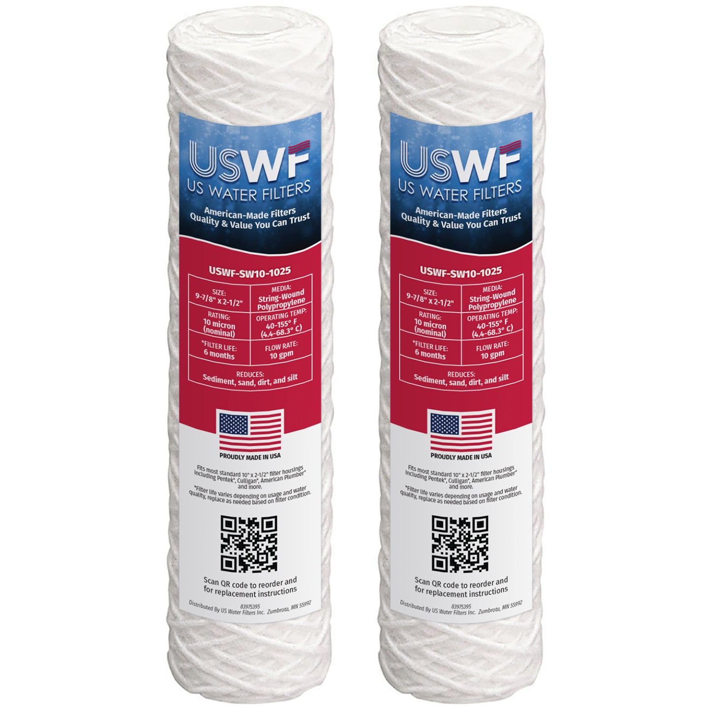 USWF 10 Micron 10"x2.5" String Wound Sediment Filter - DiscountFilterStore.com