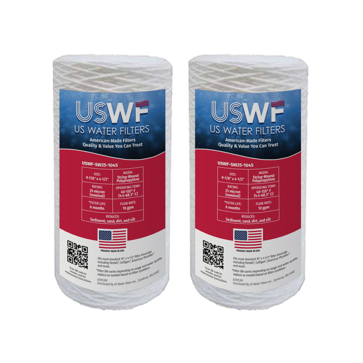 USWF 25 Micron 10"x4.5" String Wound Sediment Filter - DiscountFilterStore.com