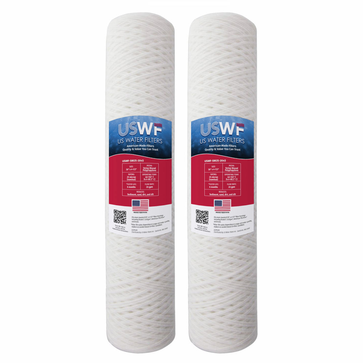 USWF 25 Micron 20"x4.5" String Wound Sediment Filter - DiscountFilterStore.com