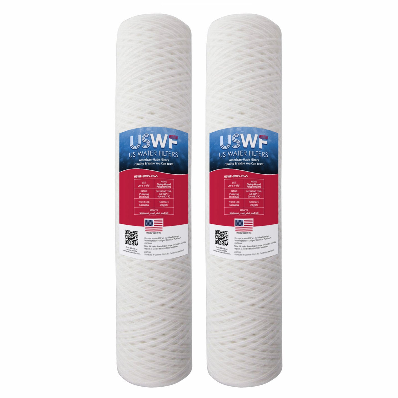 USWF 25 Micron 20"x4.5" String Wound Sediment Filter - DiscountFilterStore.com