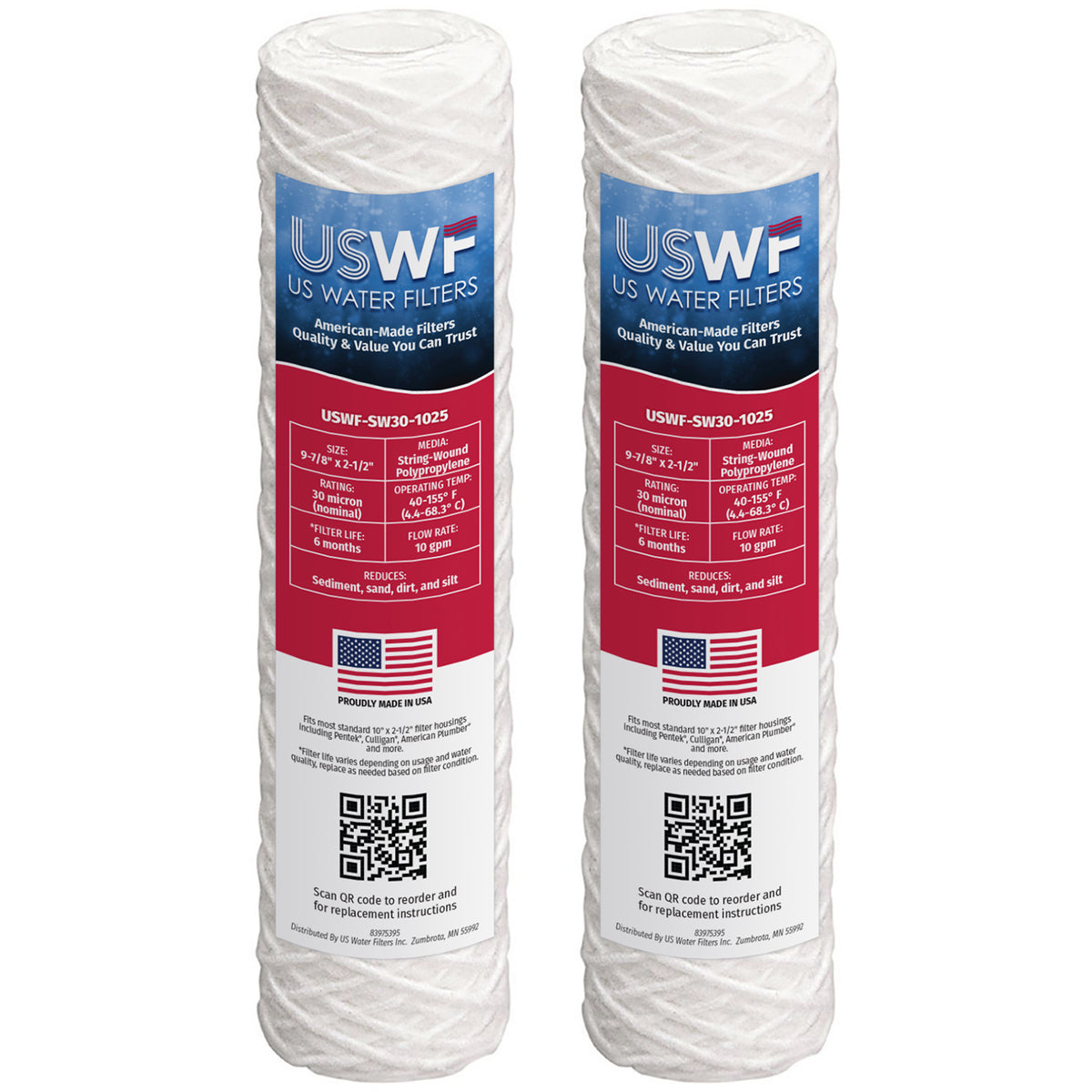USWF 30 Micron 10"x2.5" String Wound Sediment Filter - DiscountFilterStore.com