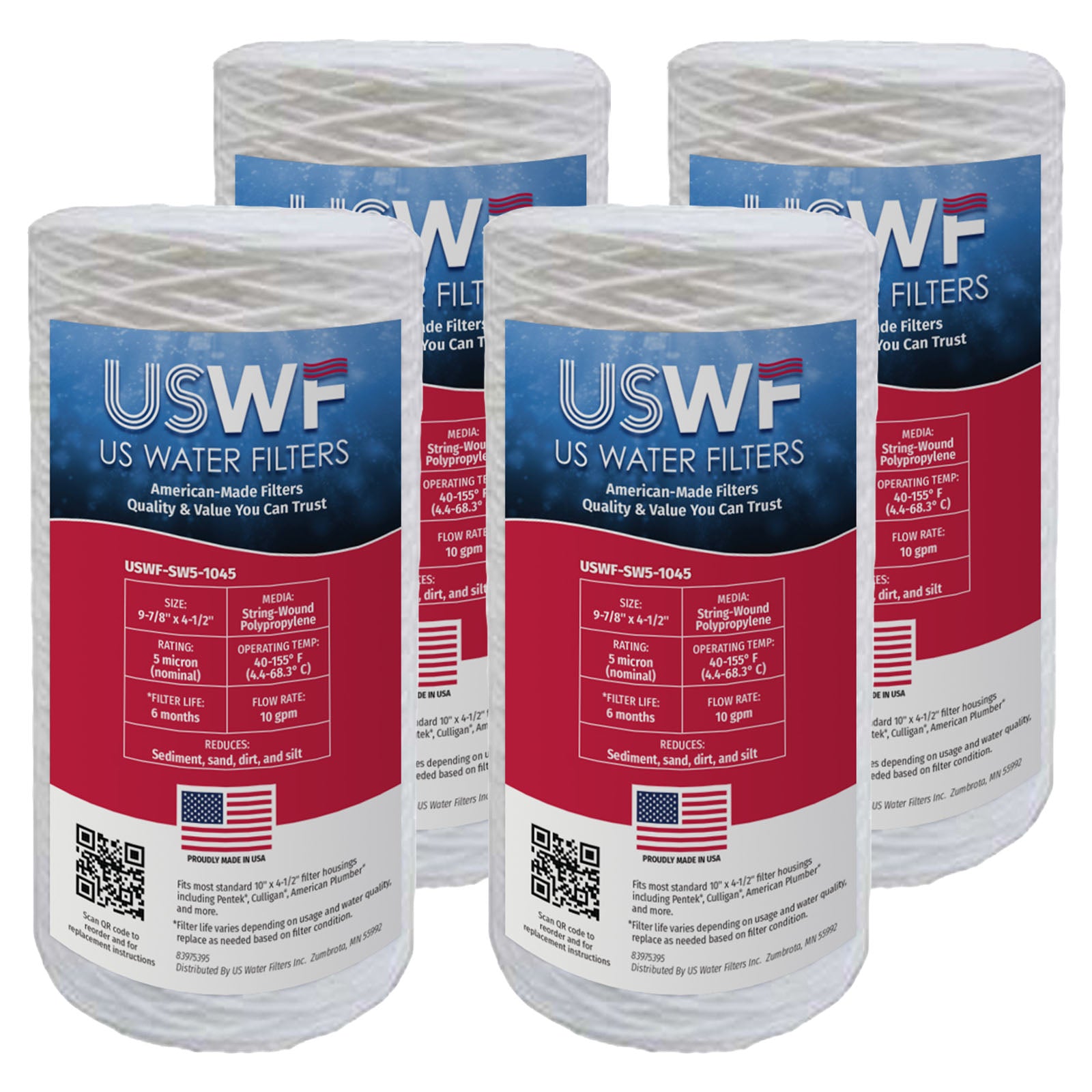 USWF 5 Micron 10"x4.5" String Wound Sediment Filter - DiscountFilterStore.com