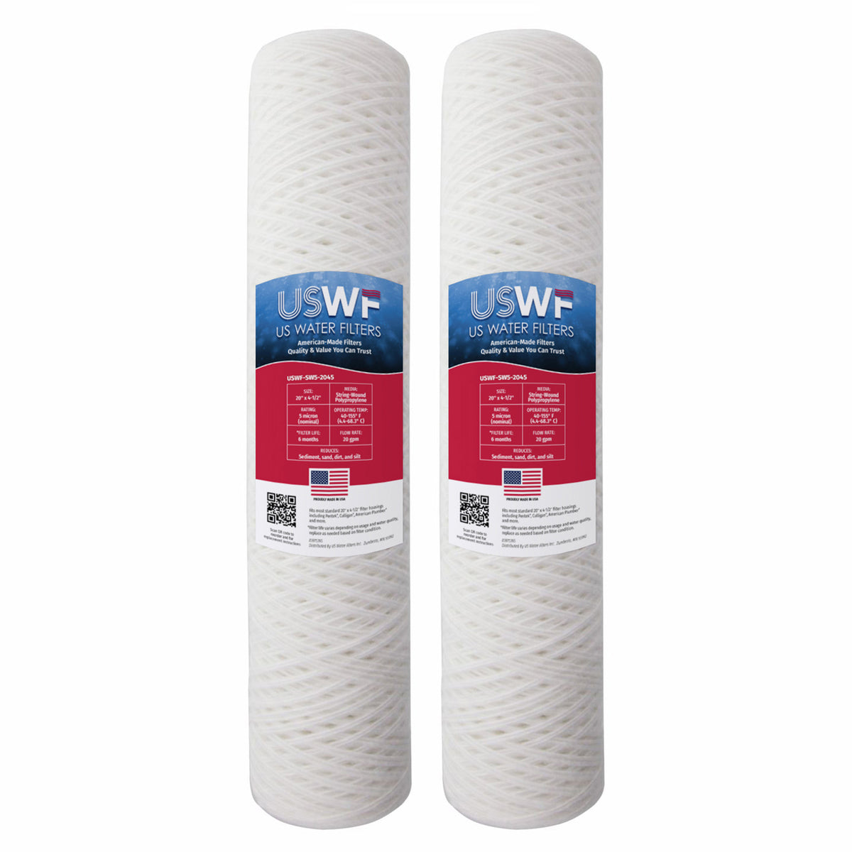 USWF 5 Micron 20"x4.5" String Wound Sediment Filter - DiscountFilterStore.com