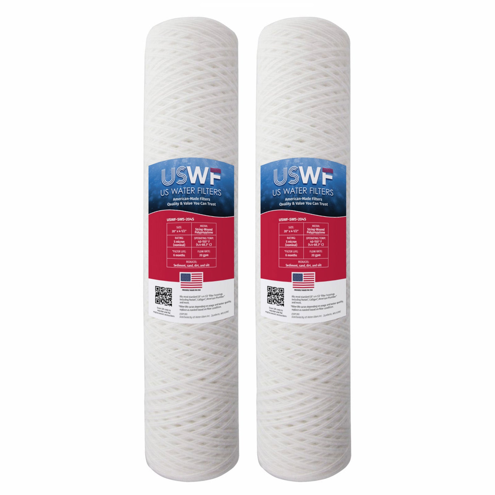 USWF 5 Micron 20"x4.5" String Wound Sediment Filter - DiscountFilterStore.com