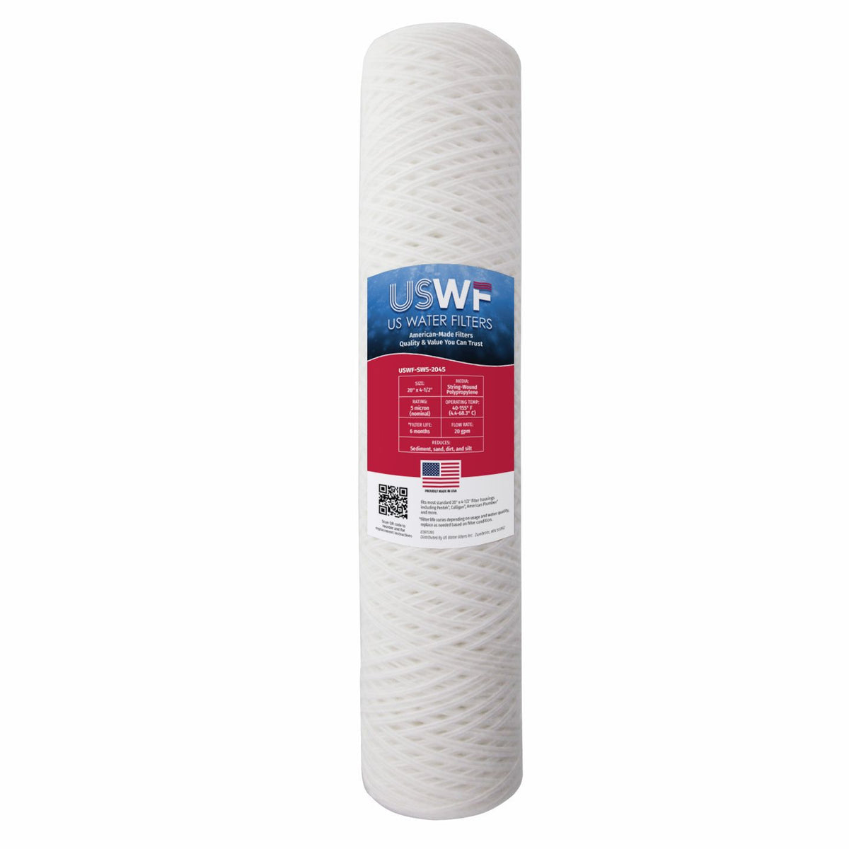 USWF 5 Micron 20"x4.5" String Wound Sediment Filter - DiscountFilterStore.com