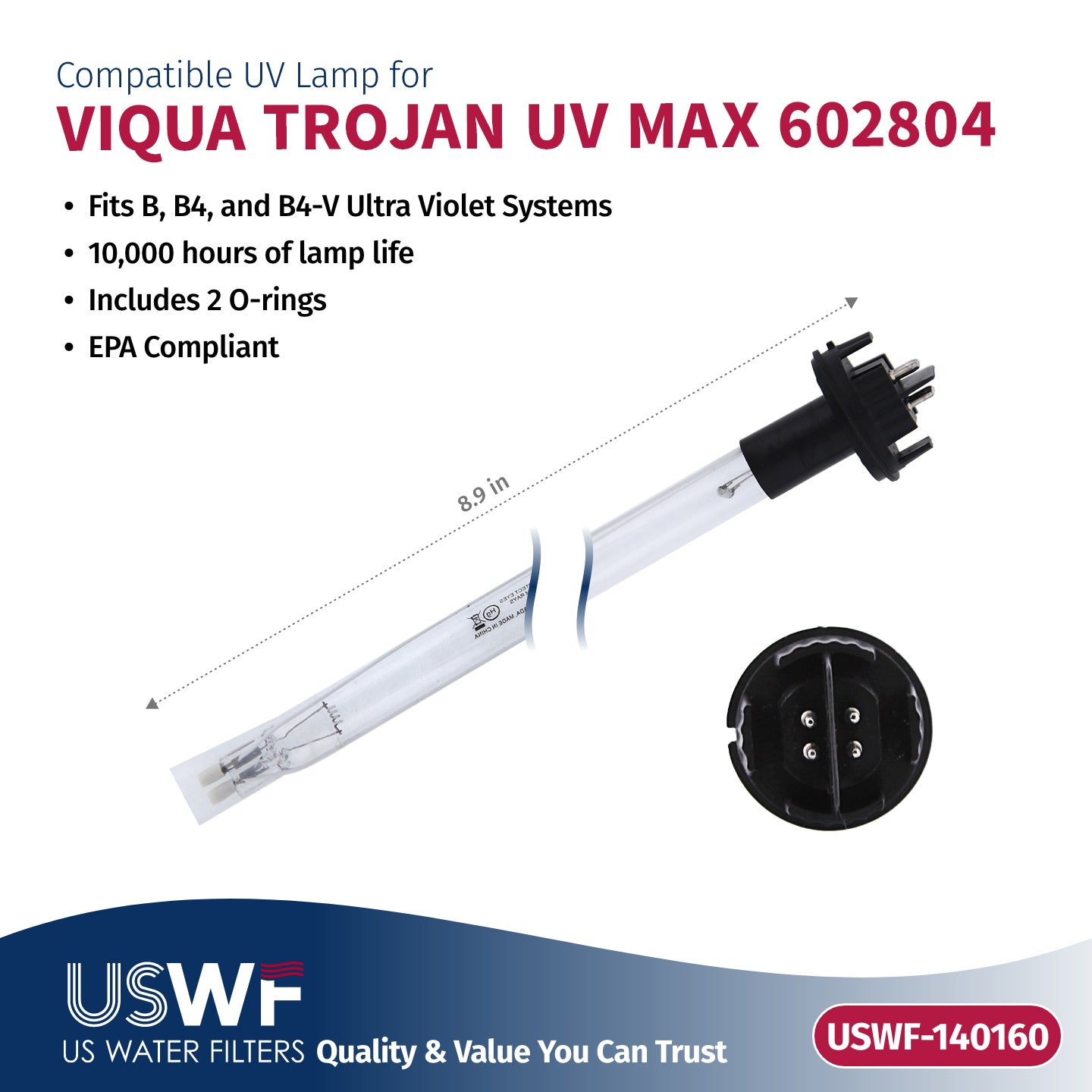 USWF Replacement for VIQUA 602810-101 UV Lamp/Sleeve Combo | Fits the VIQUA B/B4/B4-V Series UV Systems - DiscountFilterStore.com