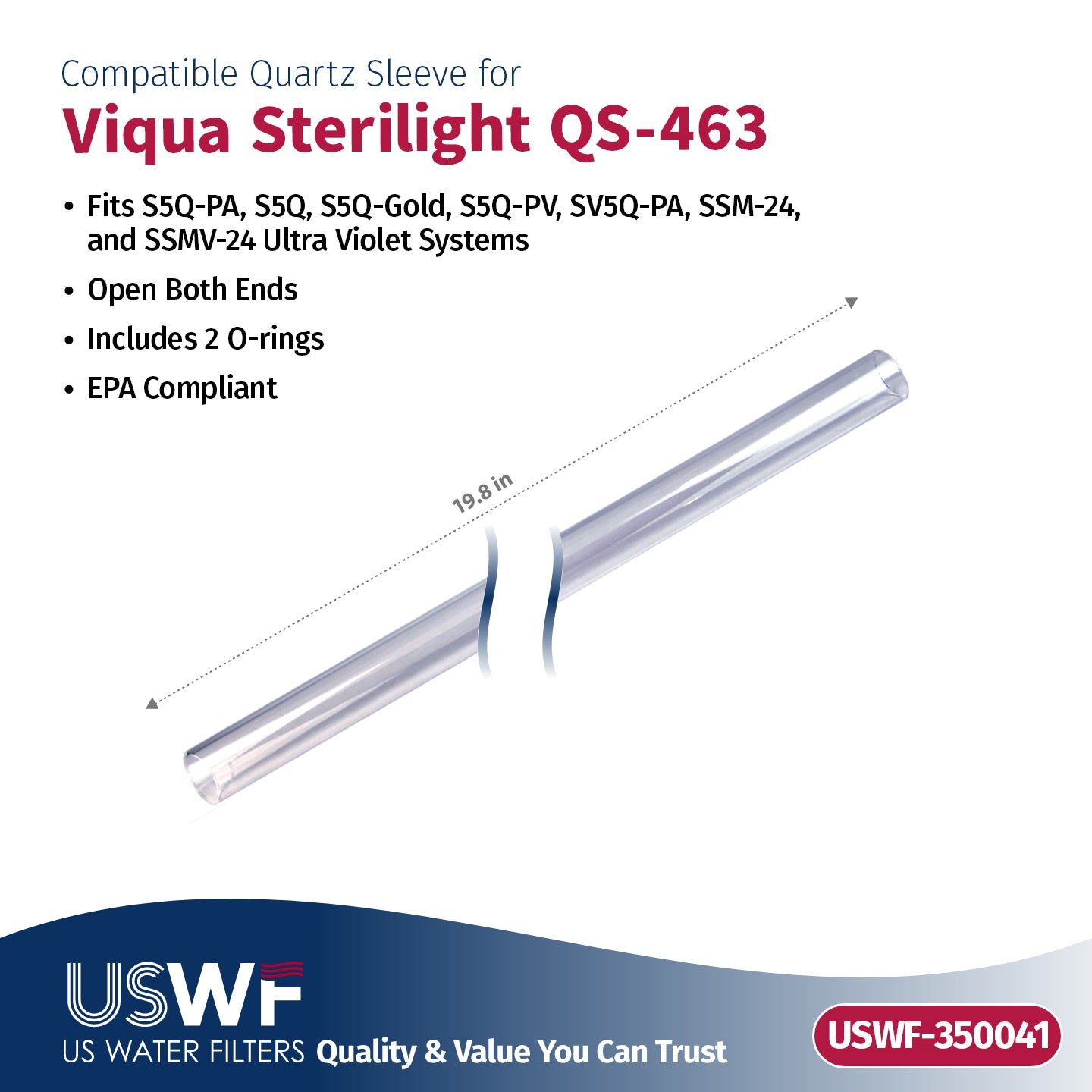 USWF Replacement for VIQUA S463-QL UV Lamp/Sleeve Combo | Fits the VIQUA S5Q, SV5Q-PA, & SSM-24 Series UV Systems - DiscountFilterStore.com