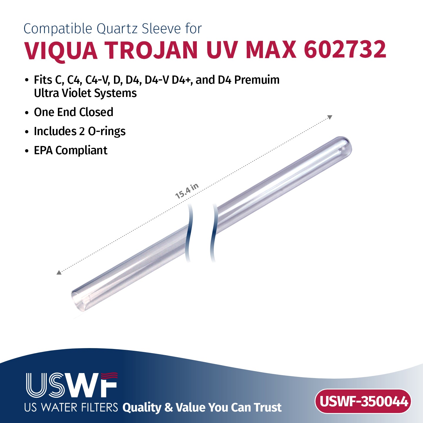 USWF Replacement for VIQUA 602810-102 UV Lamp/Sleeve Combo | Fits the VIQUA C/C4/D/D+/D4/D4 Premium Series UV Systems - DiscountFilterStore.com