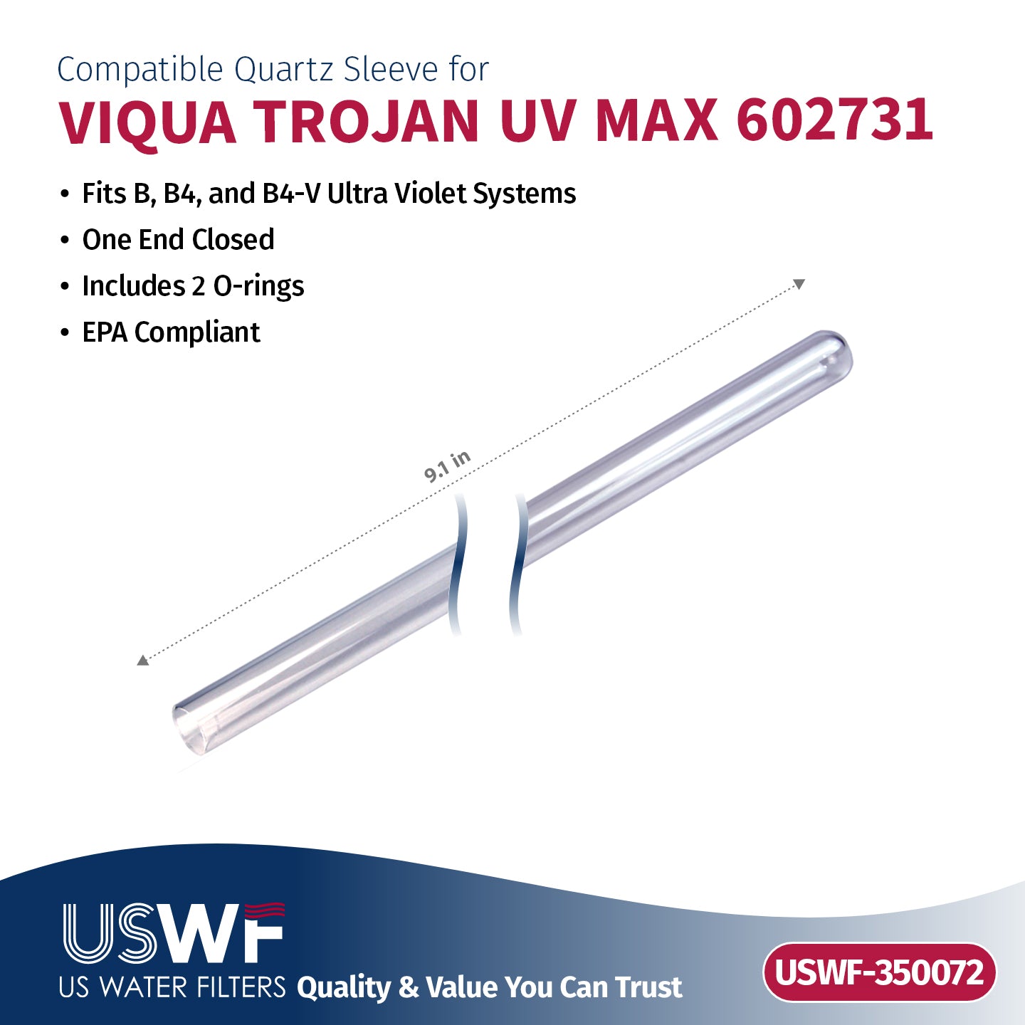 USWF Replacement for VIQUA 602810-101 UV Lamp/Sleeve Combo | Fits the VIQUA B/B4/B4-V Series UV Systems - DiscountFilterStore.com