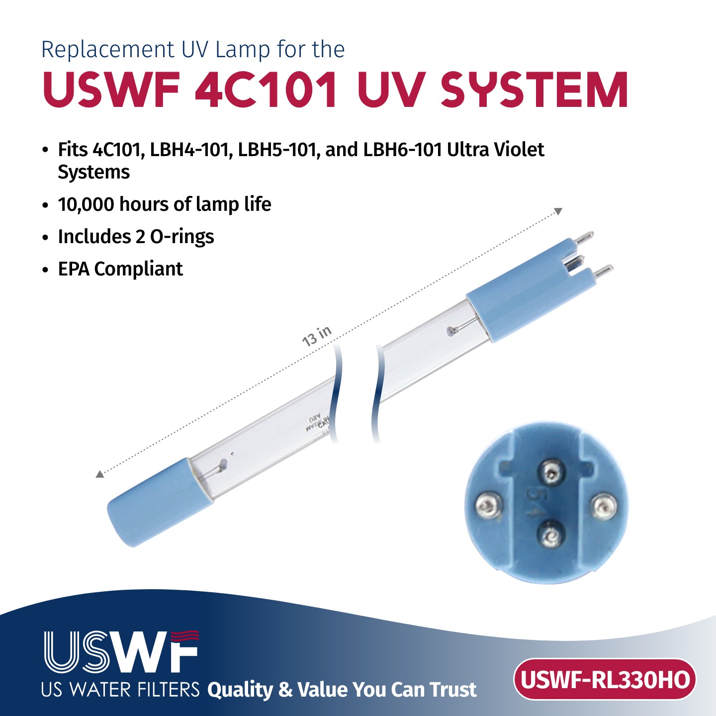 USWF RL330HO Replacement UV Lamp | Fits US Water Filters 4C101 Whole House UV System - DiscountFilterStore.com