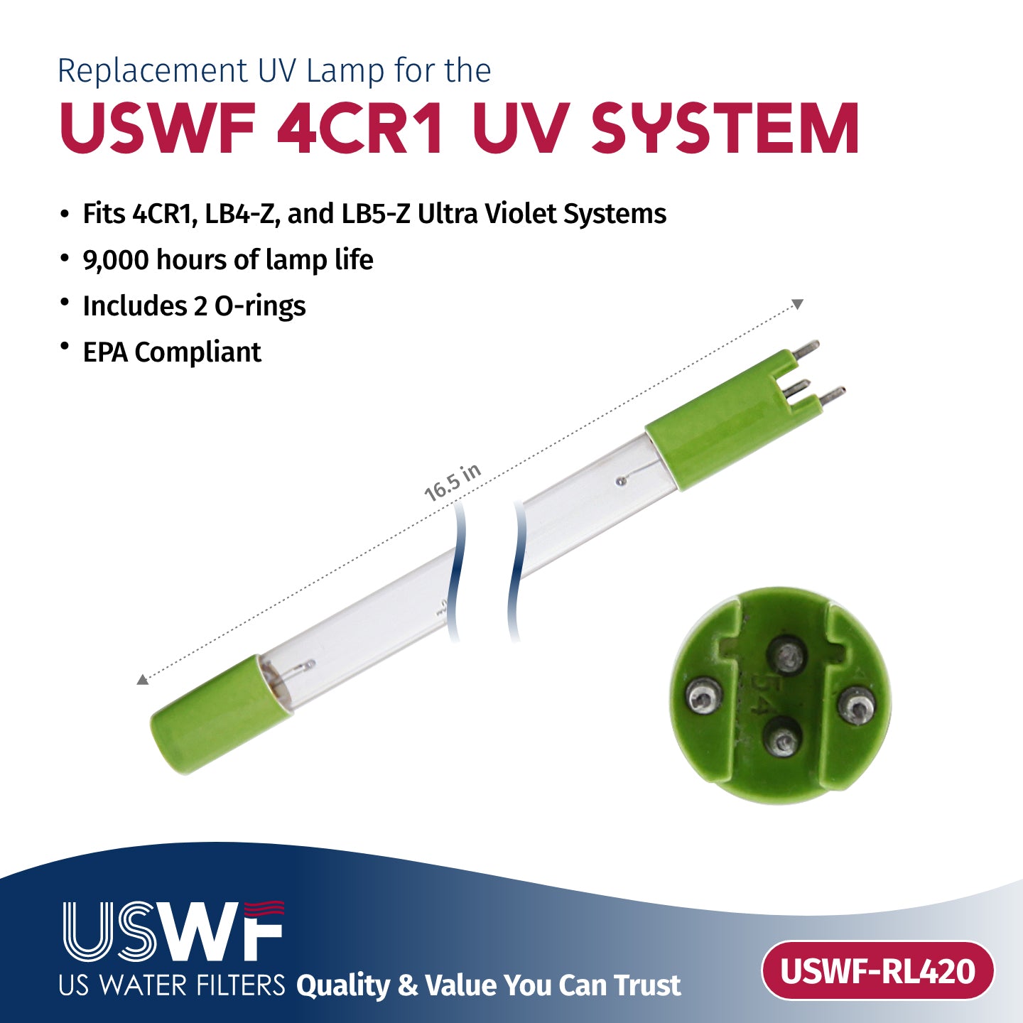 USWF RL420 Replacement UV Lamp | Fits US Water Filters 4CR1 Whole House UV System - DiscountFilterStore.com