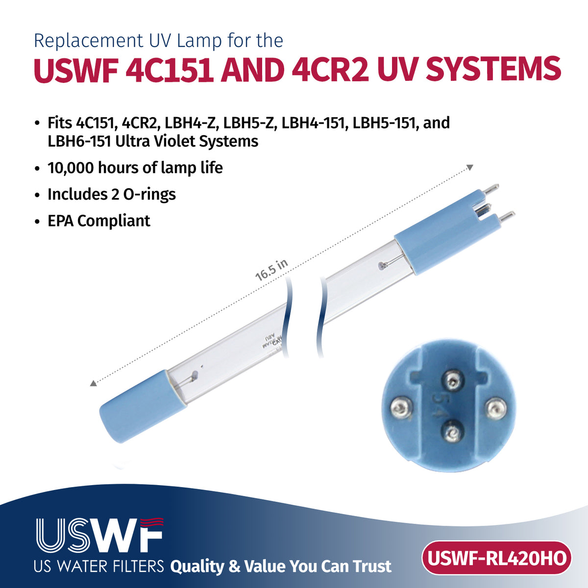 USWF RLQ-420HO UV Lamp/Sleeve Combo |  Fits the USWF 4C151/4CR2 UV System - DiscountFilterStore.com