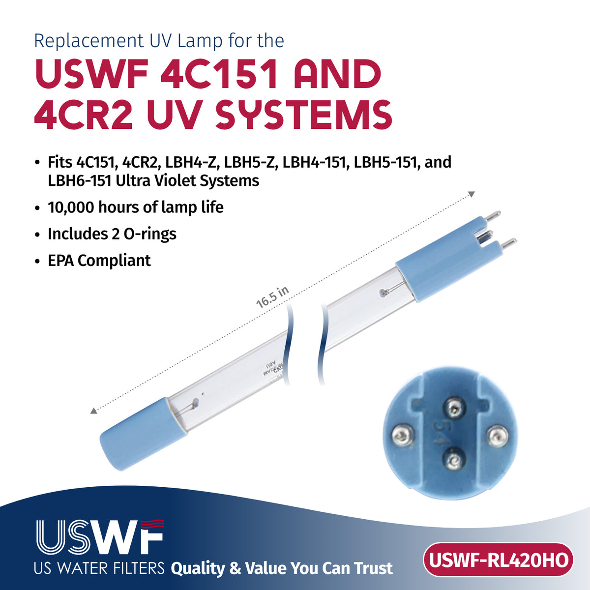 USWF RL420HO Replacement UV Lamp | Fits US Water Filters 4C151/4CR2 Whole House UV Systems - DiscountFilterStore.com