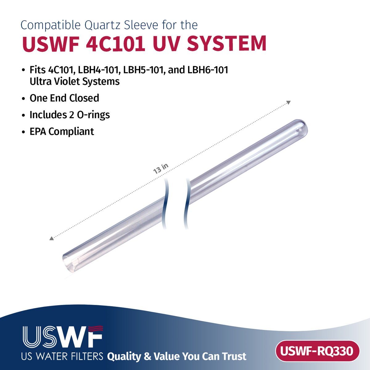 USWF RLQ-330HO UV Lamp/Sleeve Combo |  Fits the USWF 4C101 UV Systems - DiscountFilterStore.com