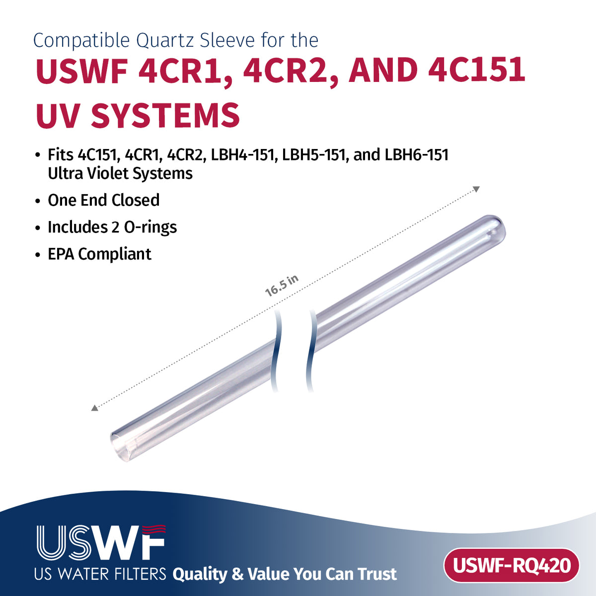 USWF RLQ-420 UV Lamp/Sleeve Combo | Fits the USWF 4CR1 UV System - DiscountFilterStore.com