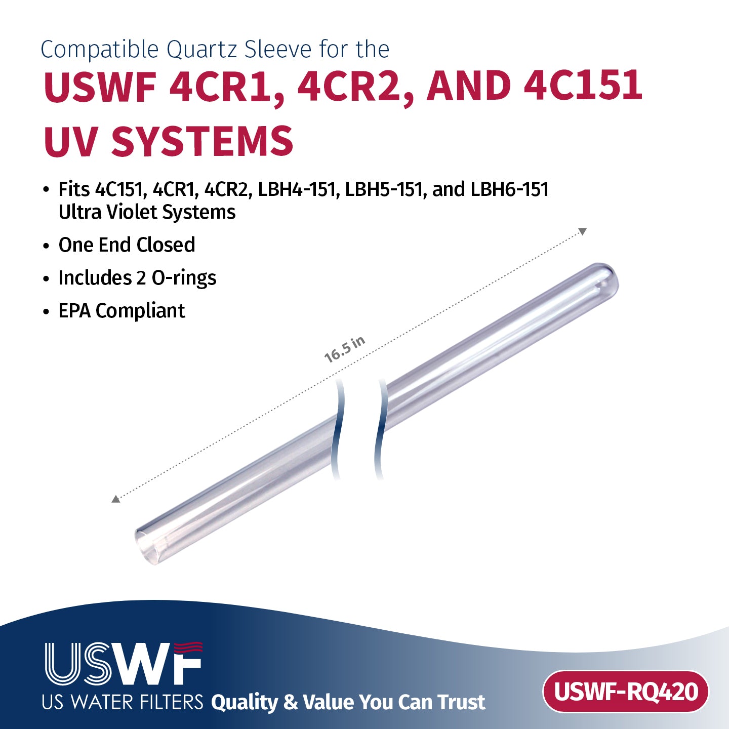 USWF RLQ-420HO UV Lamp/Sleeve Combo |  Fits the USWF 4C151/4CR2 UV System - DiscountFilterStore.com