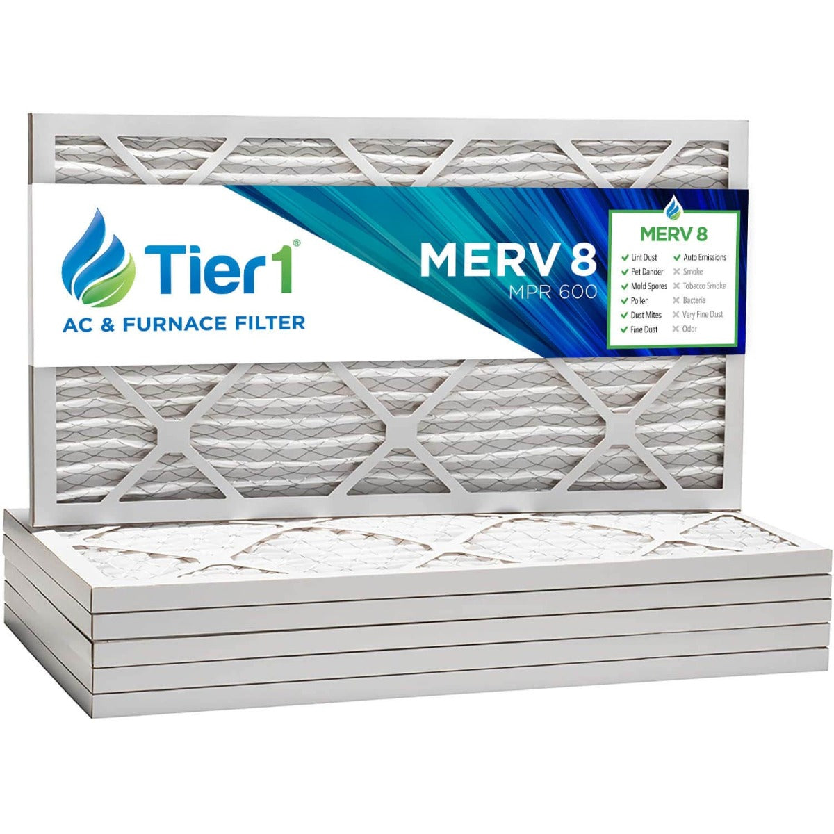 18x25x1 Merv 8 Universal Air Filter By Tier1 (6-Pack)